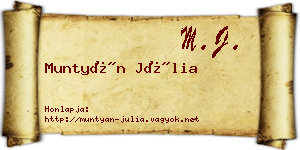 Muntyán Júlia névjegykártya